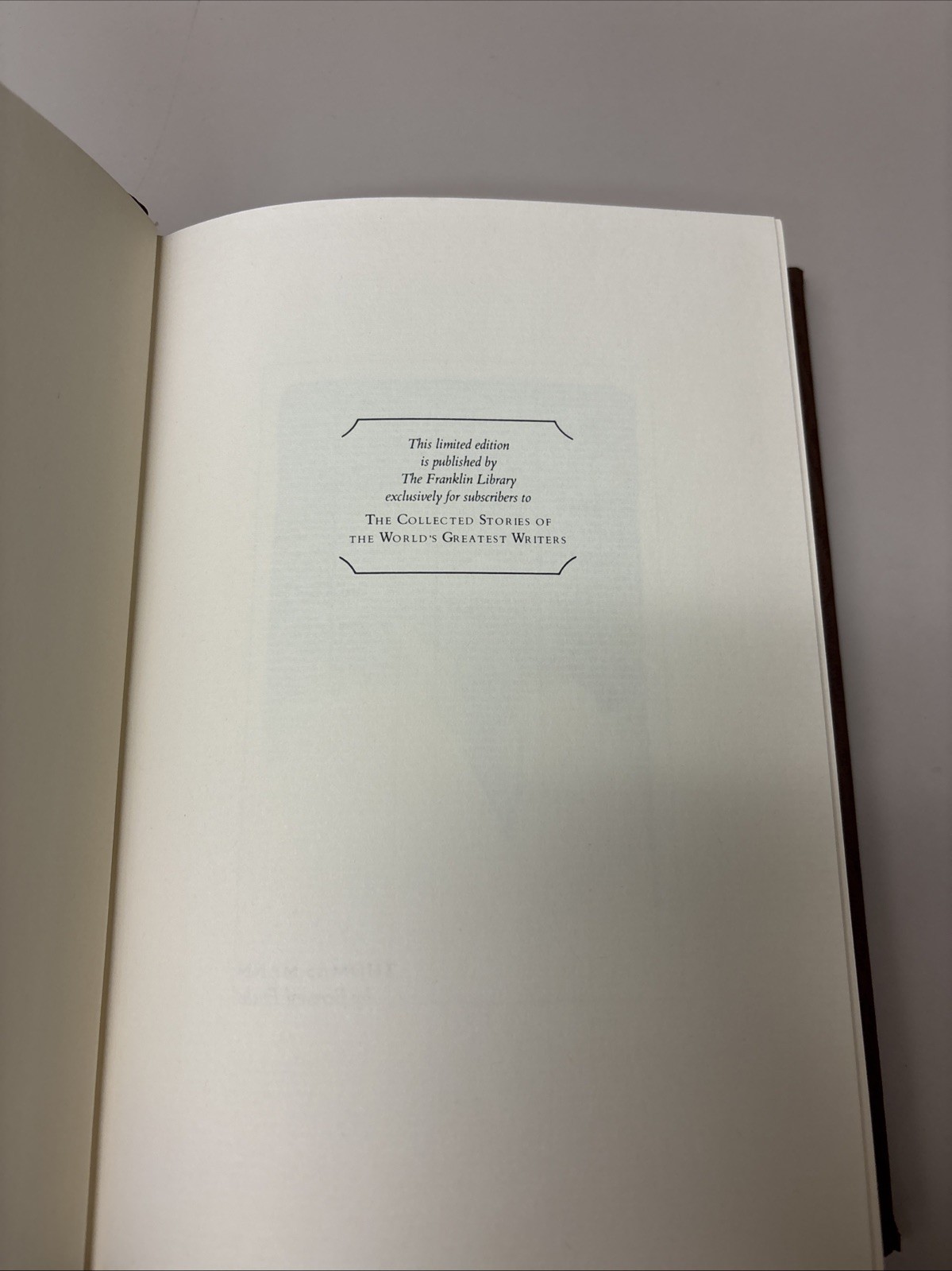 Franklin Library Thomas Mann 1978 Stories + Notes from Editor Limited Edition