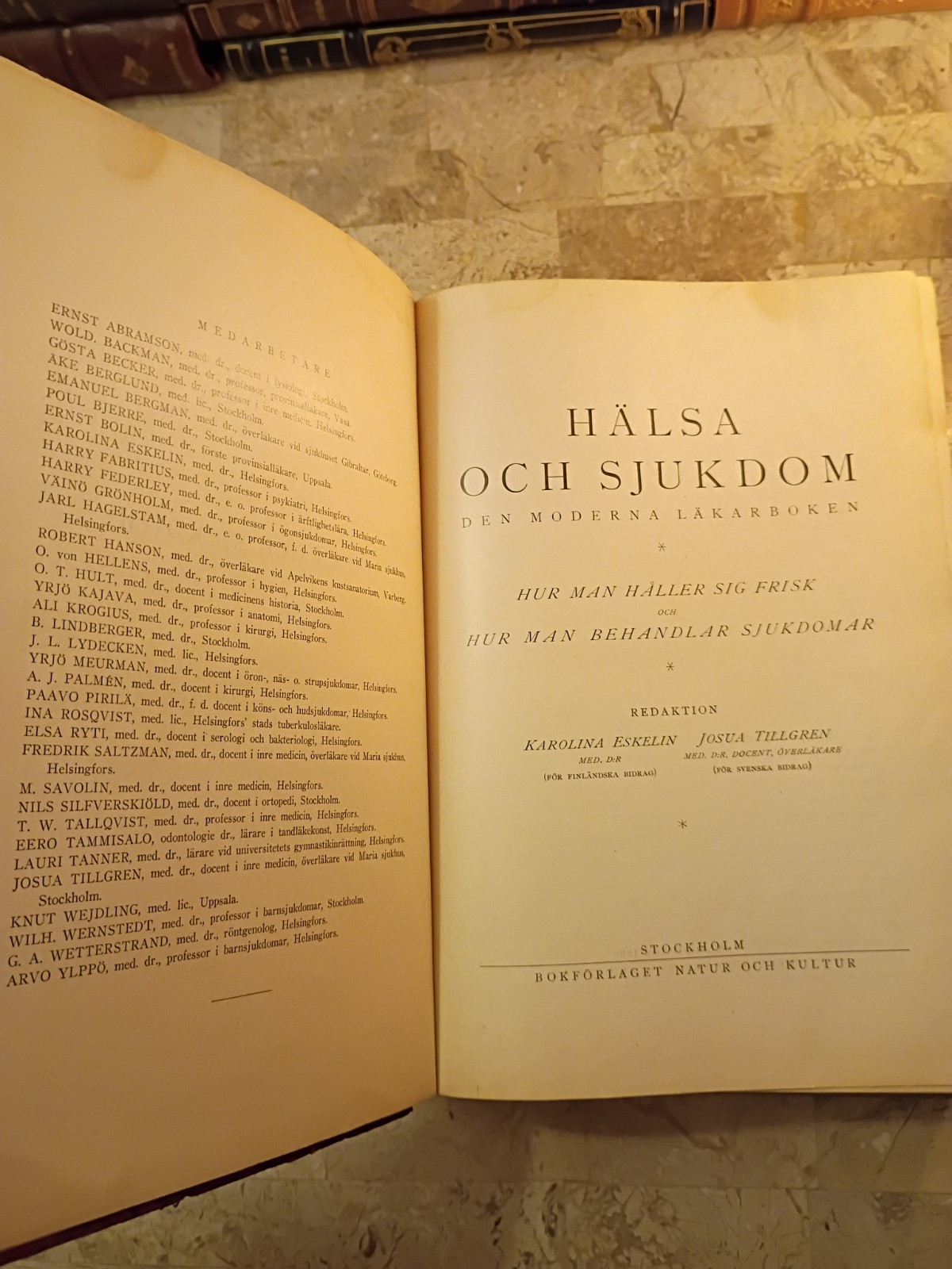 Rare 1930 Swedish Medical Book „Hälsa och Sjukdom“ – Leather Bound