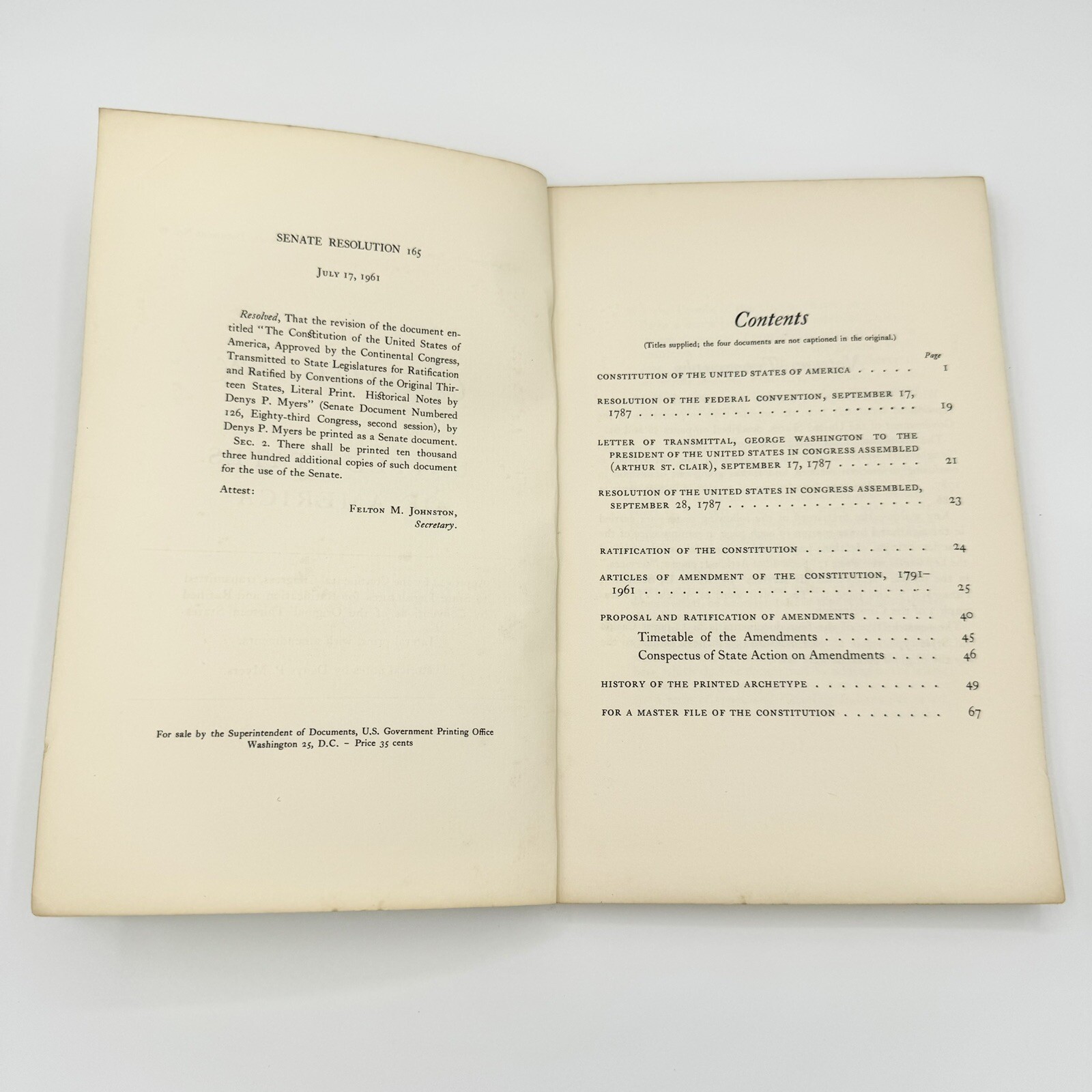 87th Congress 1st ED Senate Document No 49 The Constitution Of The United States