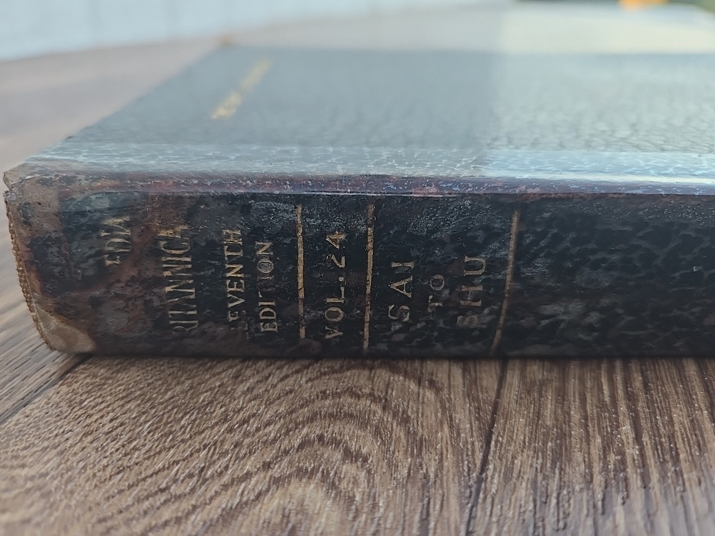 1910 REAL LEATHER COVER Encyclopedia Britannica 11th Edition ANTIQUE Vol 24