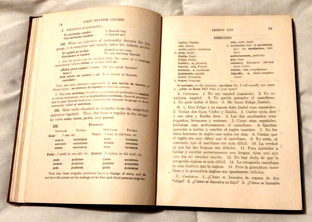 First Spanish Course by Hills & Ford 1917 and 1925 HC / D. C. Heath And Company