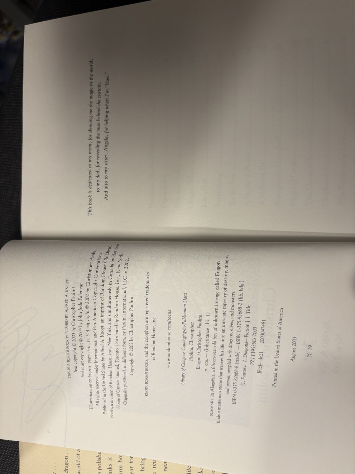 Eragon by Christopher Paolini Signed copy