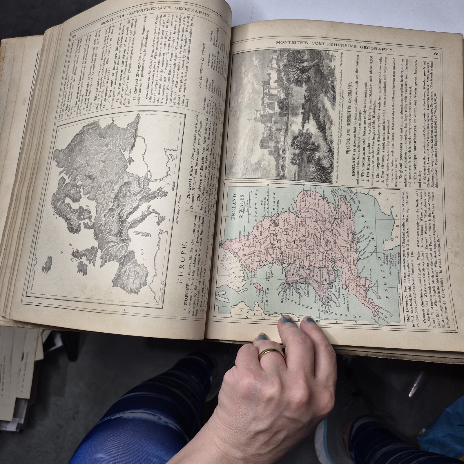1872 Monteith’s Comprehensive Geography New England Edition Atlas Color Maps C03