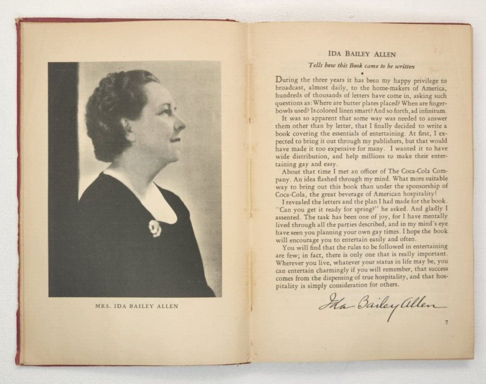 Vtg 1932 When You Entertain Ida Bailey Allen Coca-Cola HC Book Rare Advertise