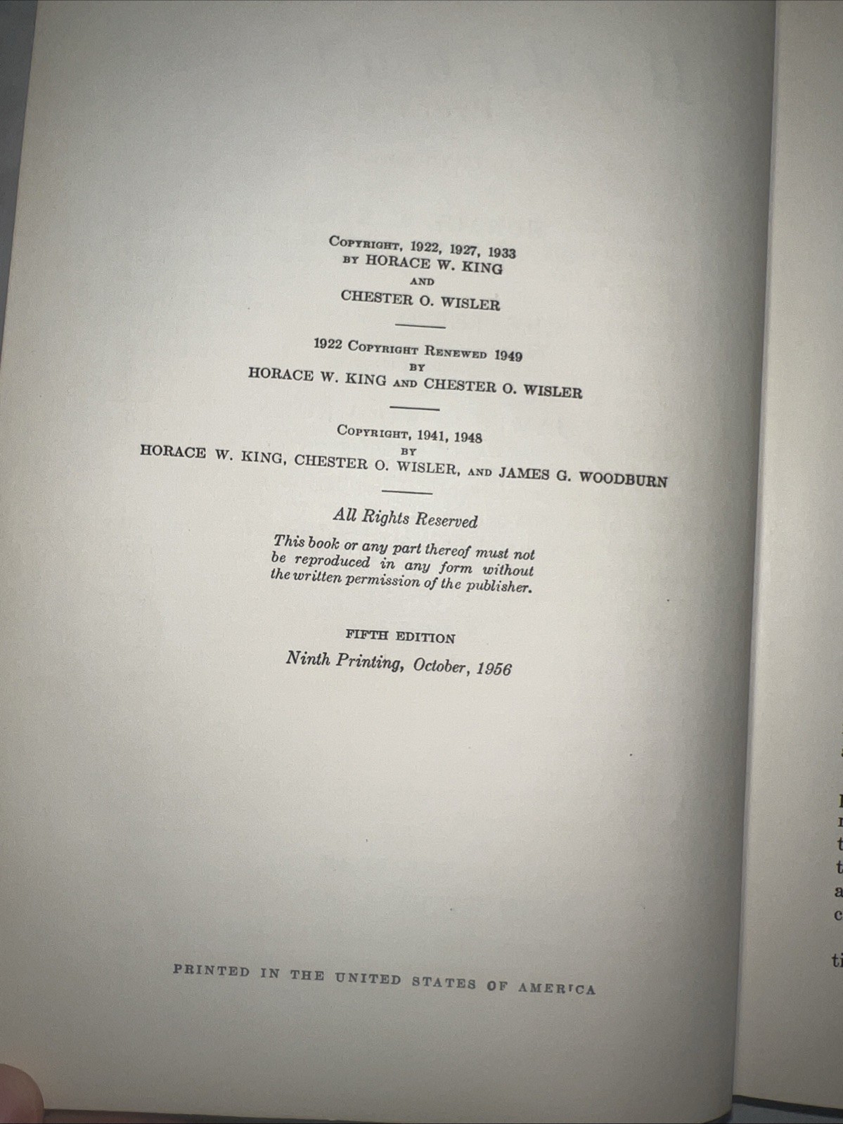 1956 Antique John Wiley & Sons Engineering Book „Hydraulics“ Fifth Edition