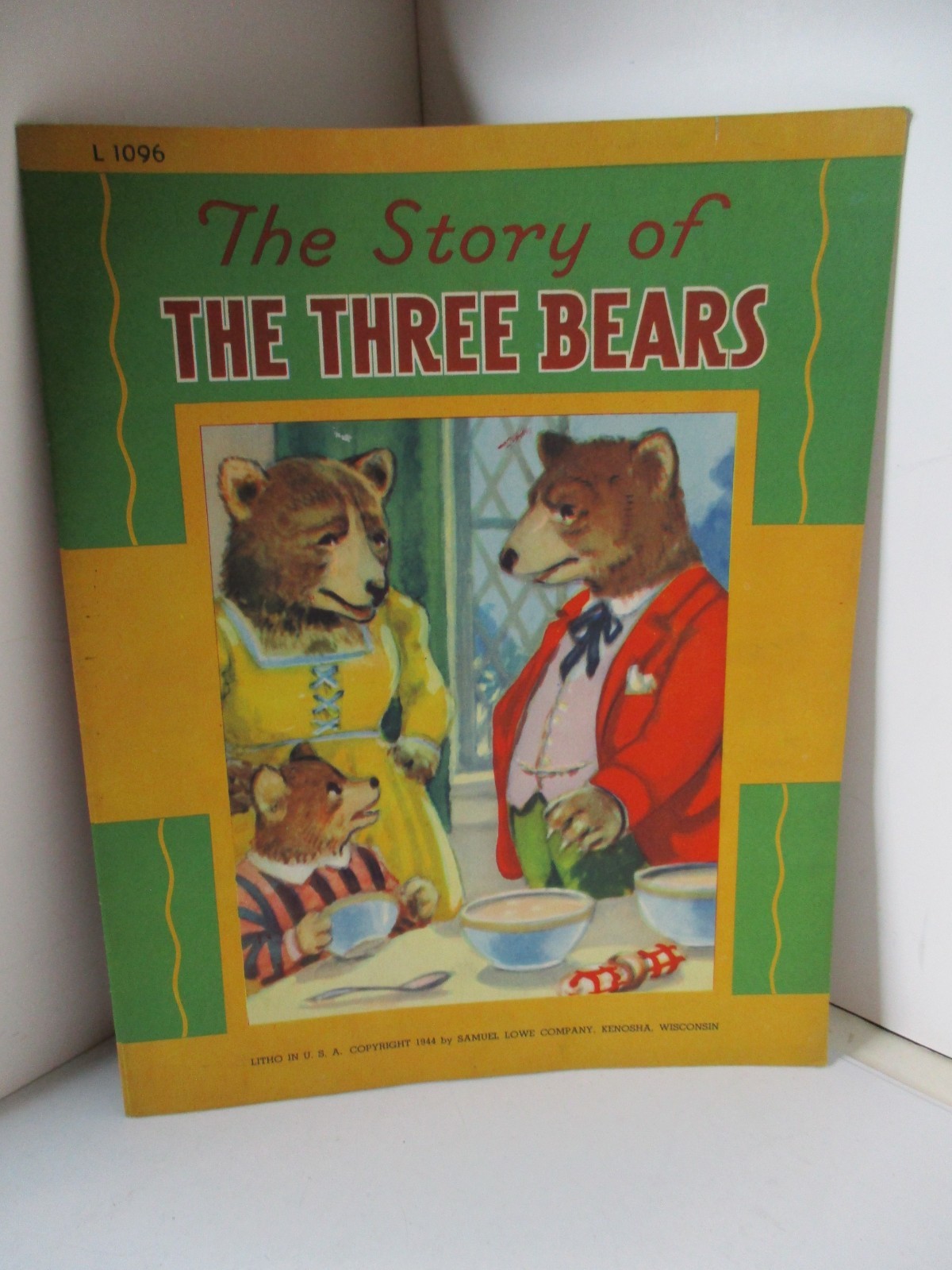 Story of The Three Bears 1944 L-1096 Samuel Lowe Company Book 9″ x 12″
