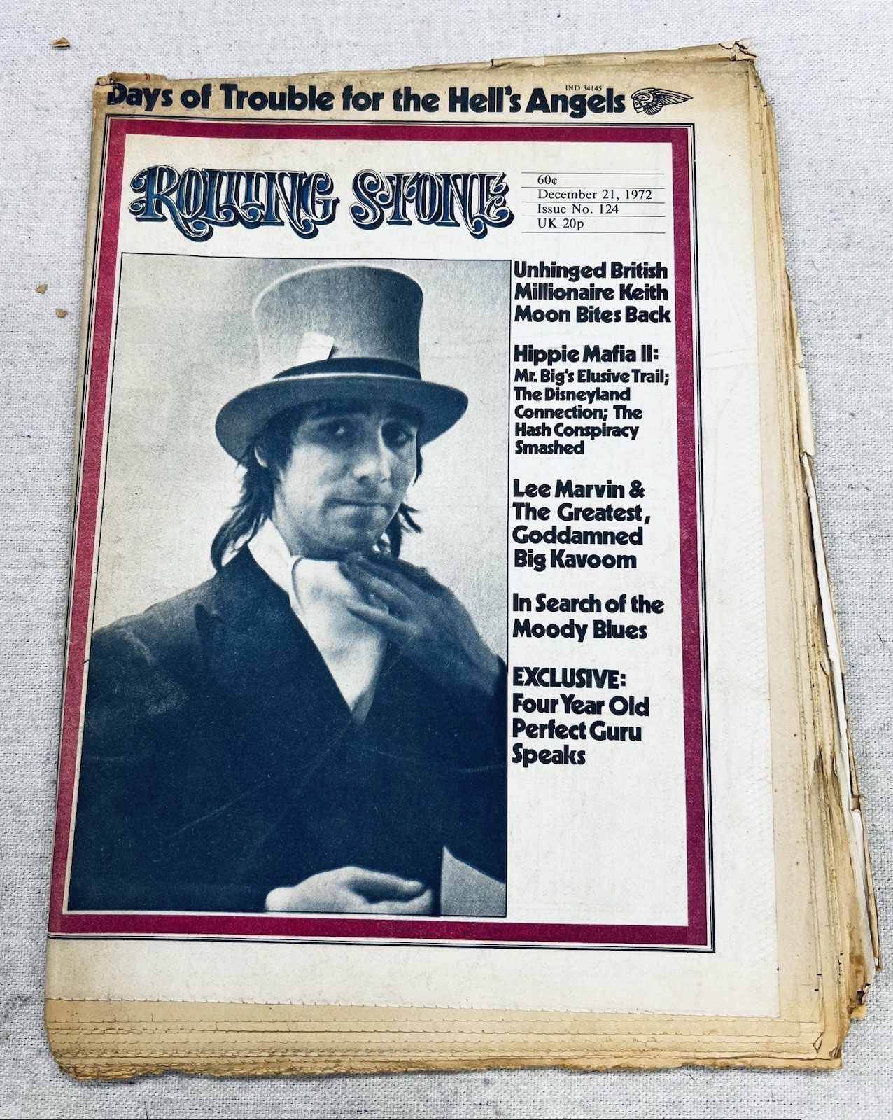 Rolling Stone Issue 124 Dec 1972 Keith Moon The Who Cover Top Hat