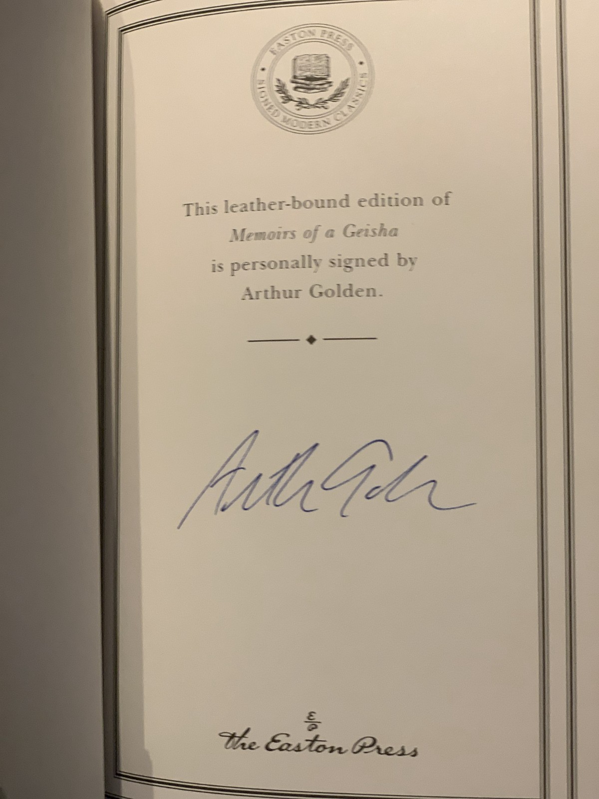 Easton Press: Memoirs of a Geisha by Arthur Golden **Signed Edition**