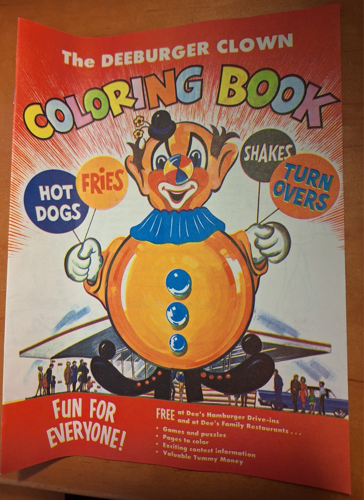 Collectible Vintage Deeburger Clown Coloring Book from Dee’s Salt Lake City Utah