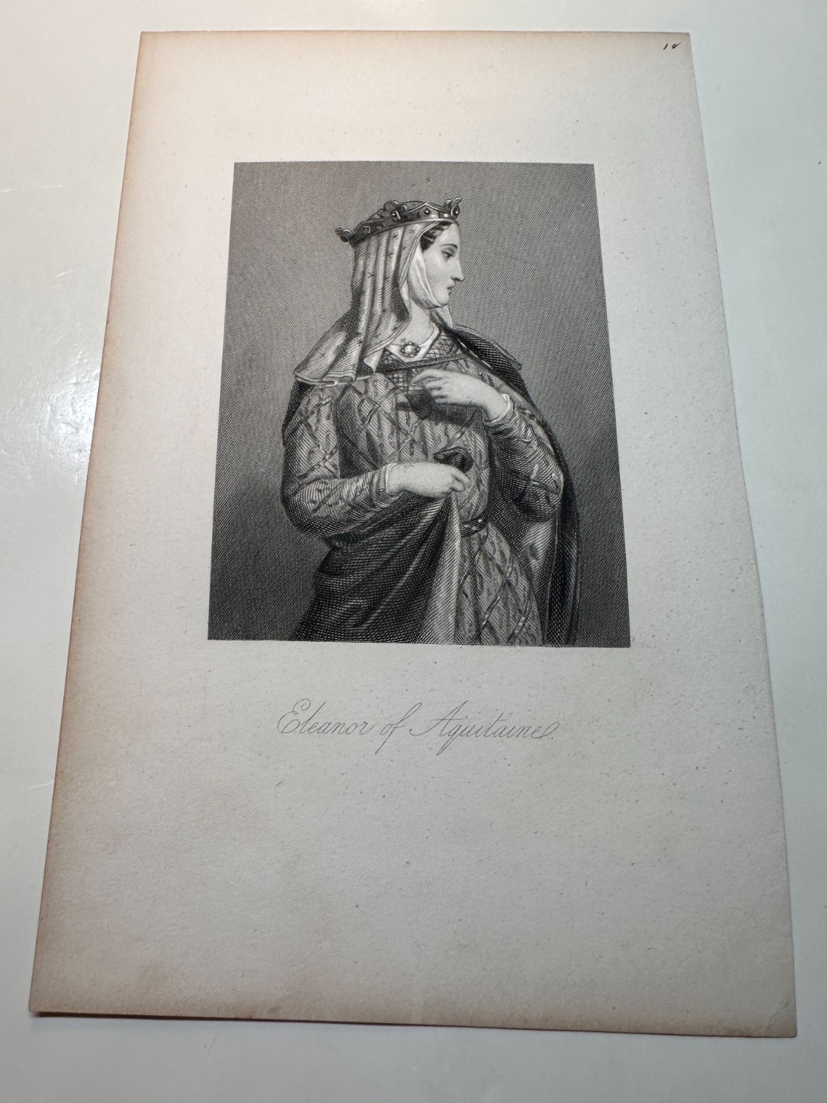 Eleanor of Aquitaine Queen Antique Steel Engraving JW Wright Mary Howitt 1851