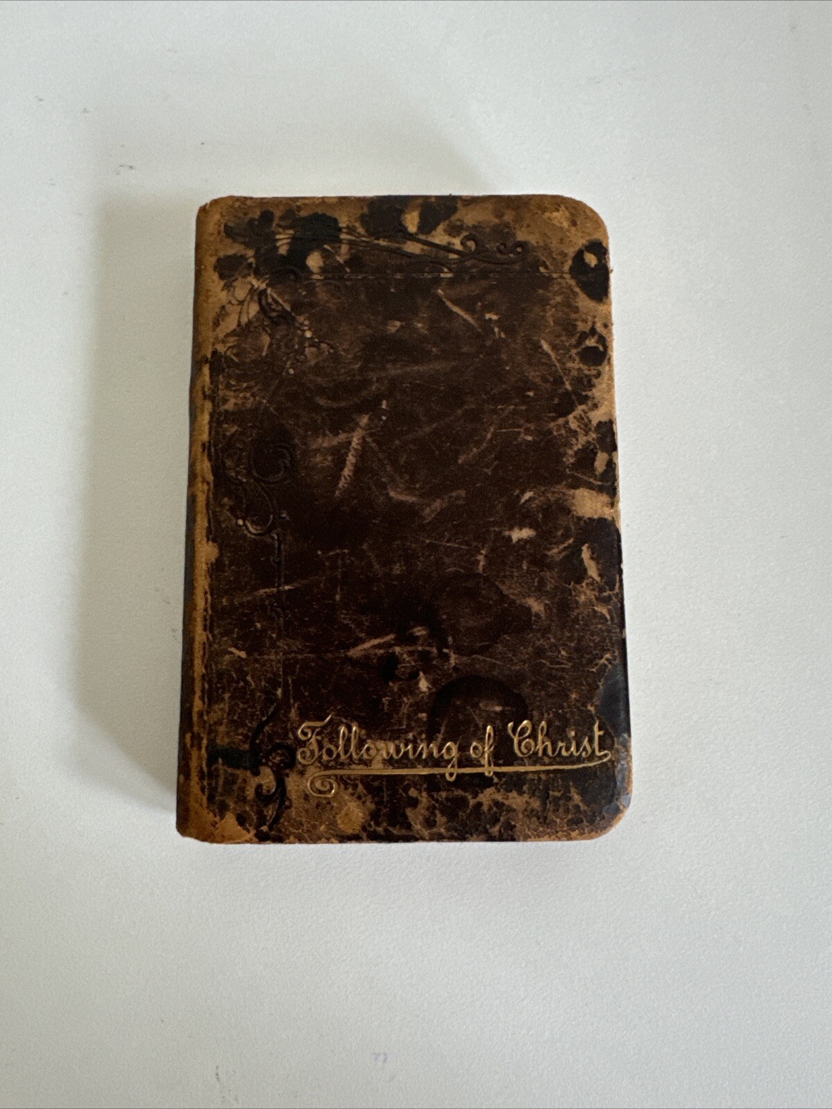 Following of Christ Antique Catholic Prayer Book – Brown Leather Christian