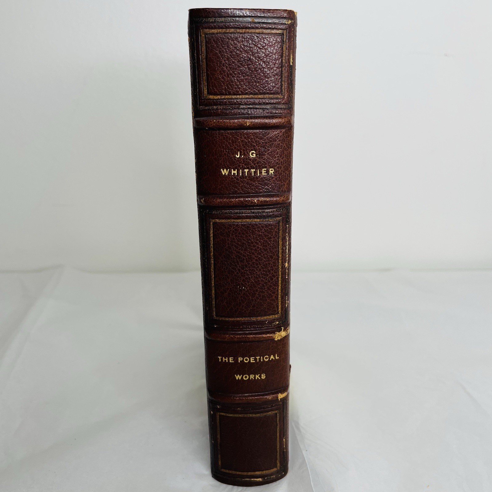 1919 Oxford Poetical Works of Whittier Gilt Half Leather Binding by A.L. Jirout