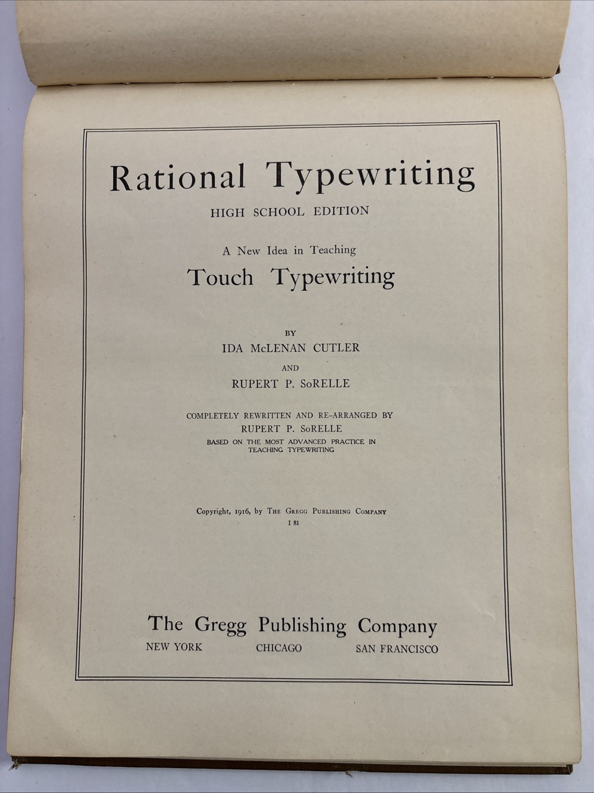 Rational Typewriting High School Edition Educational Cutler 1916 HC Book Rare!
