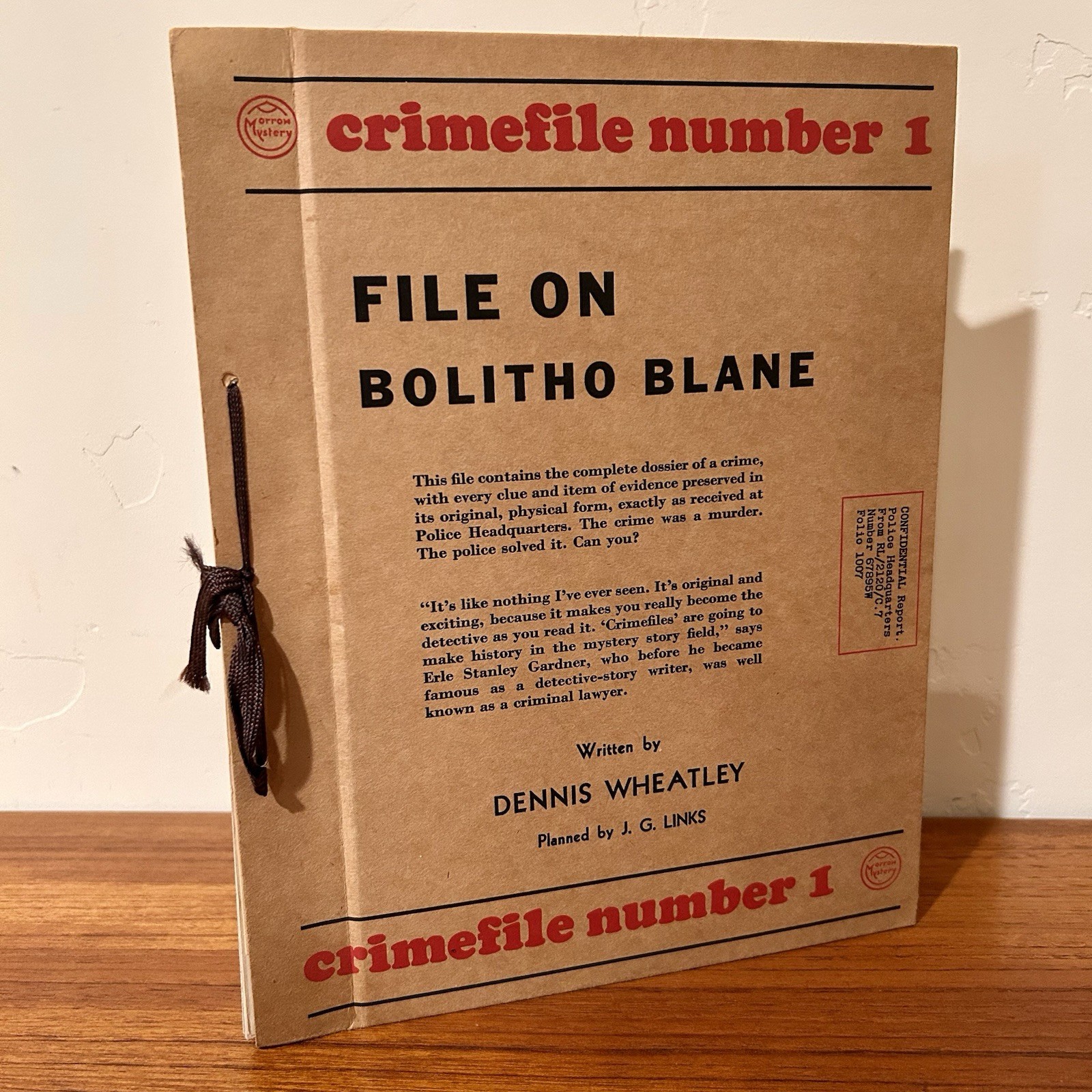 CRIMEFILE NUMBER 1 Dennis Wheatley 1st US Ed. 1936 Dossier Mystery Miami FINE