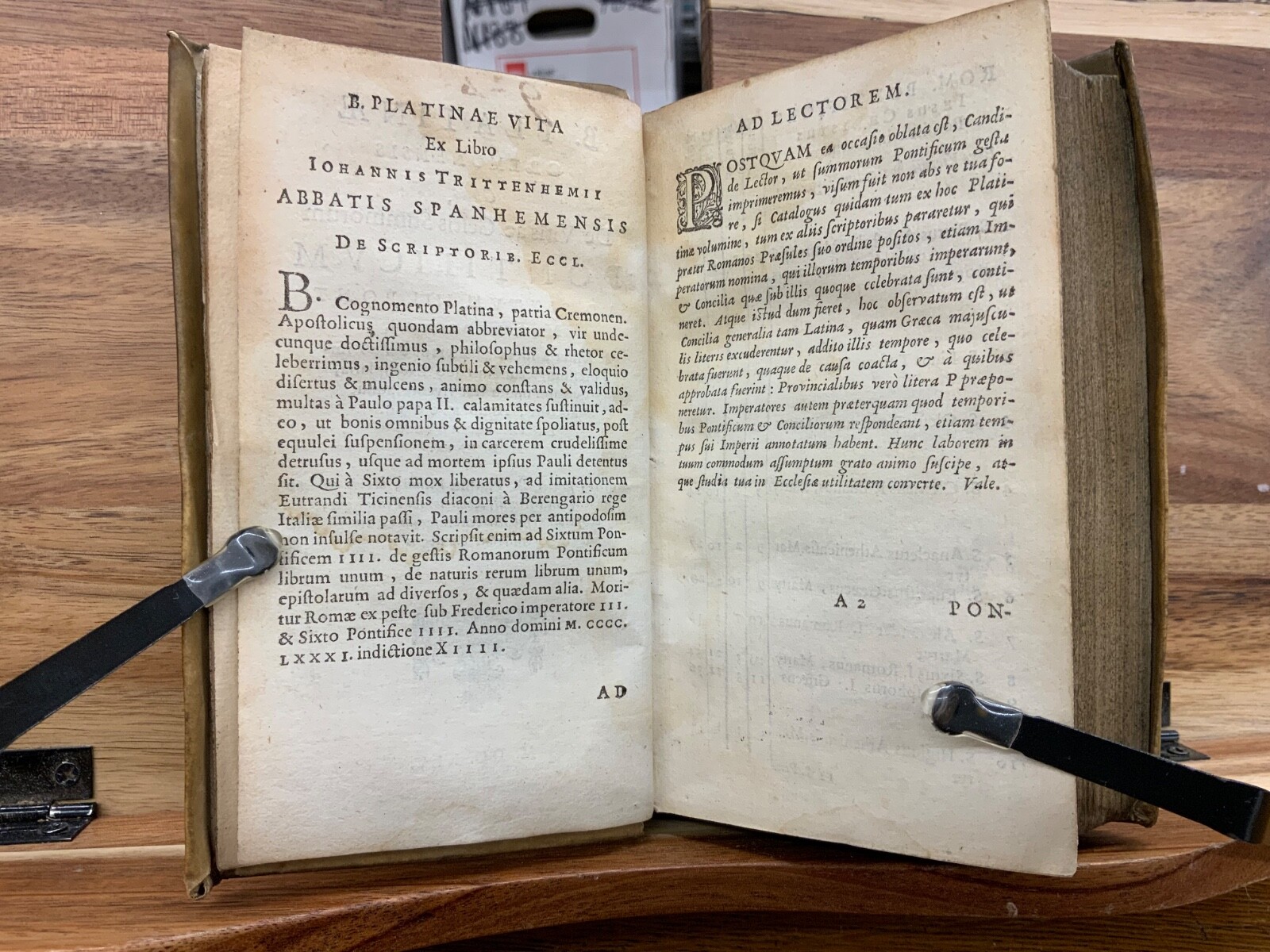 1645 De Vitis Pontificum Bartolomeo Platina (1st Prefect of Vatican Library)