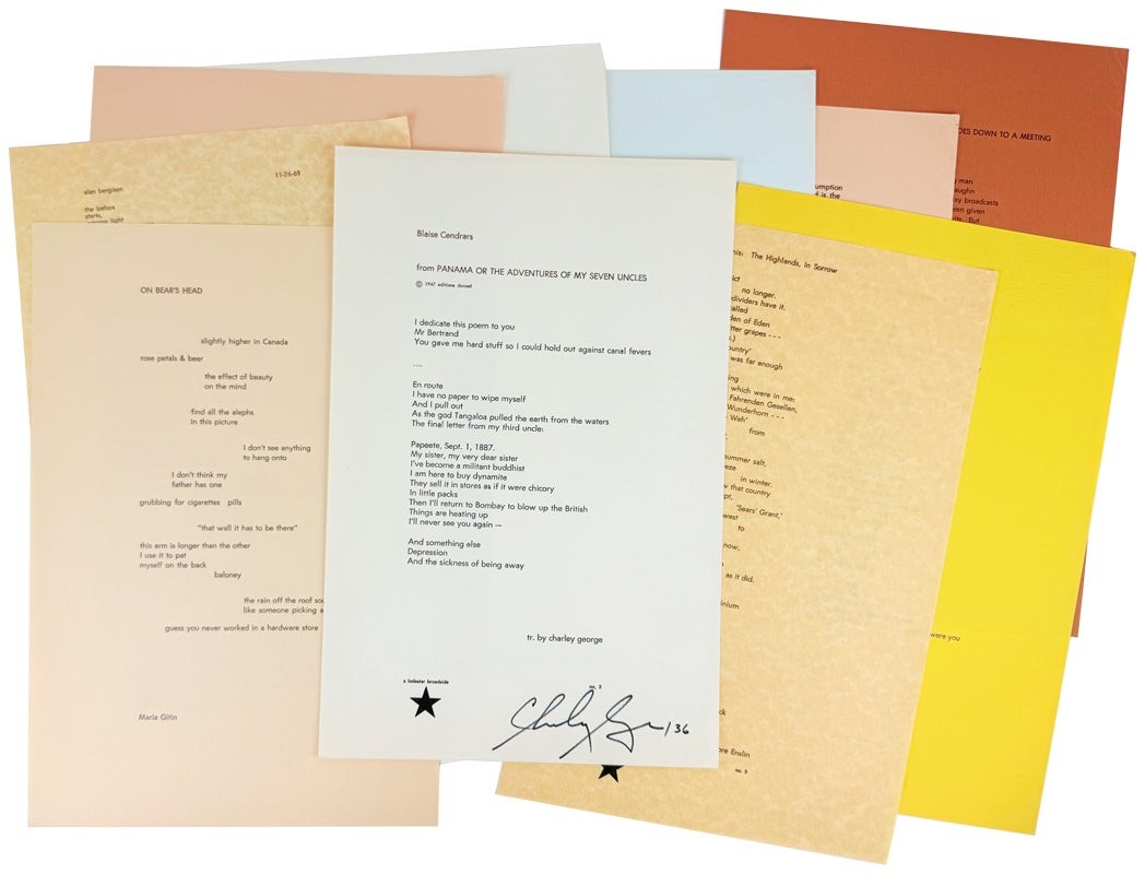 Clark Coolidge Robert Creeley / Lodestar Broadside Portfolio 15 sheets Signed VG