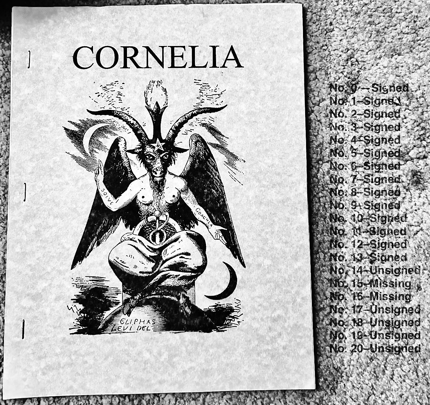 Cornelia 0-13 SIGNED & 14, 17-20 UNSIGNED 1st Ed. Rare Occult J Edward Cornelius