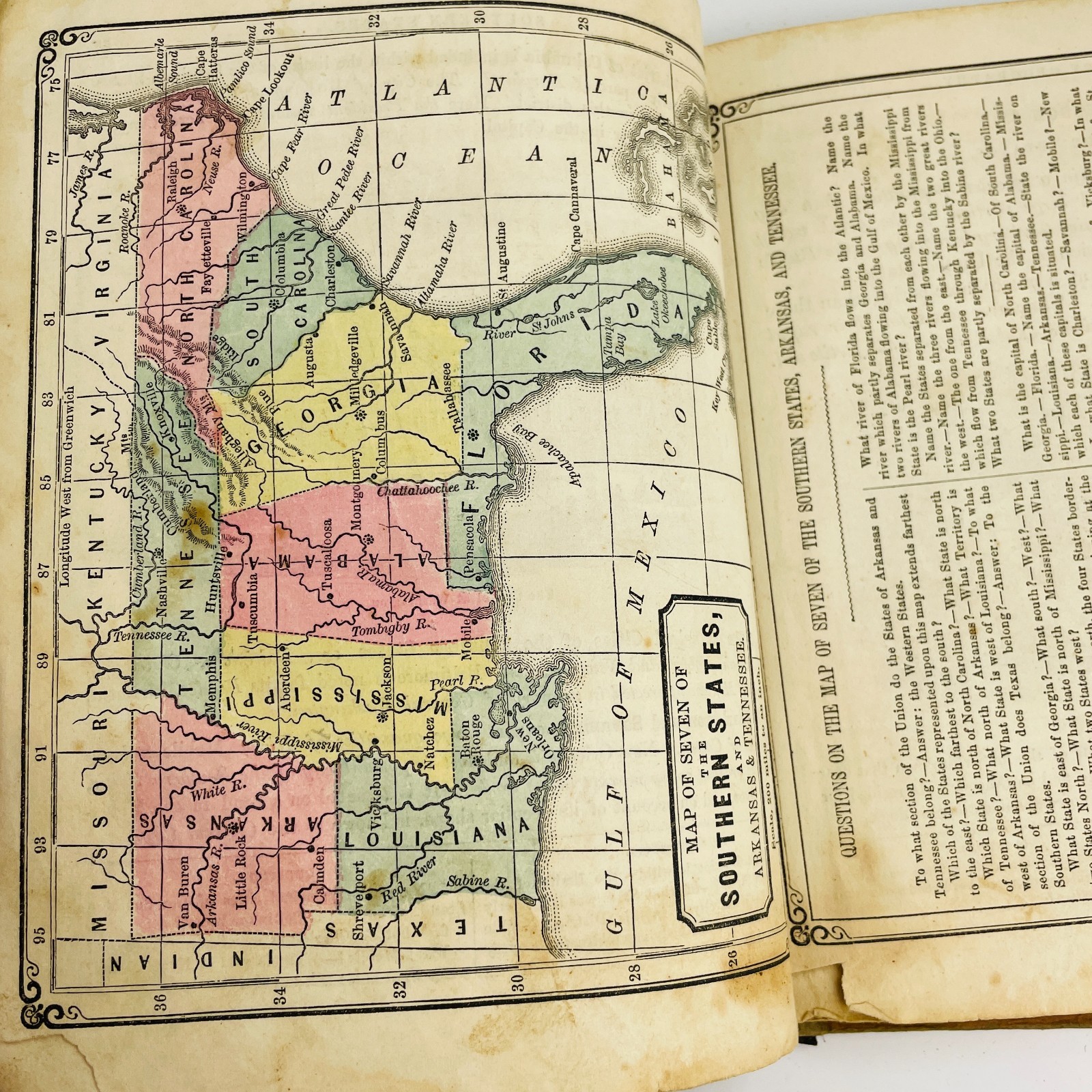 2 Antique Textbooks Mitchell’s Geography 1845 Physical Geo Brocklesby 1874 Maps