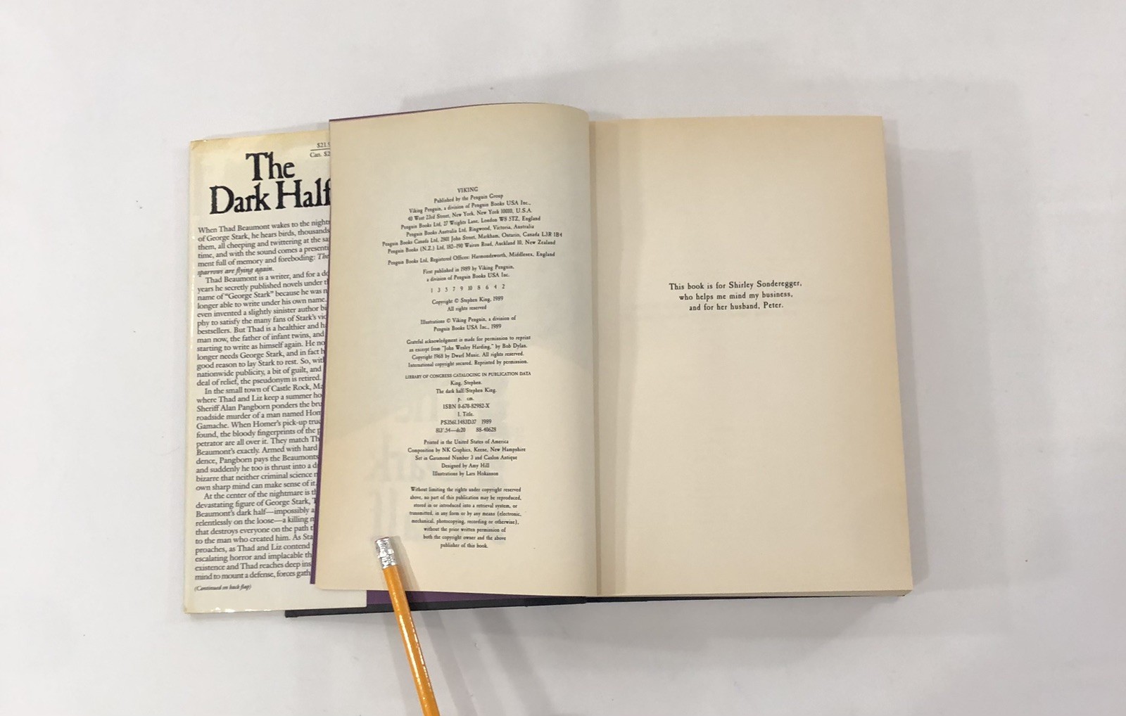 The Dark Half By Stephen King, 1st Edition 1st Printing