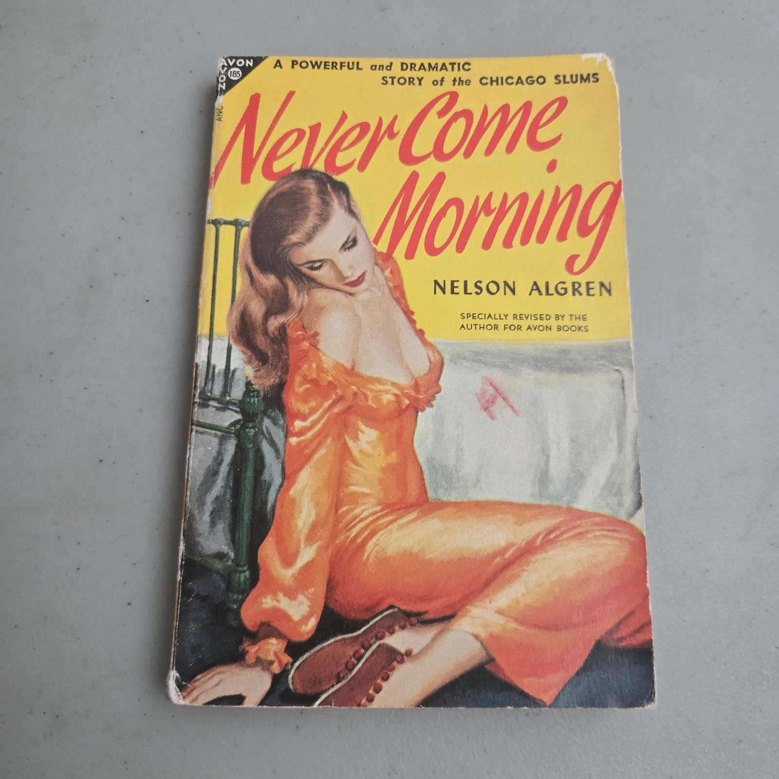 NEVER COME MORNING by Algren, Avon #185 Chicago sleaze gga noir vintage pb 1948