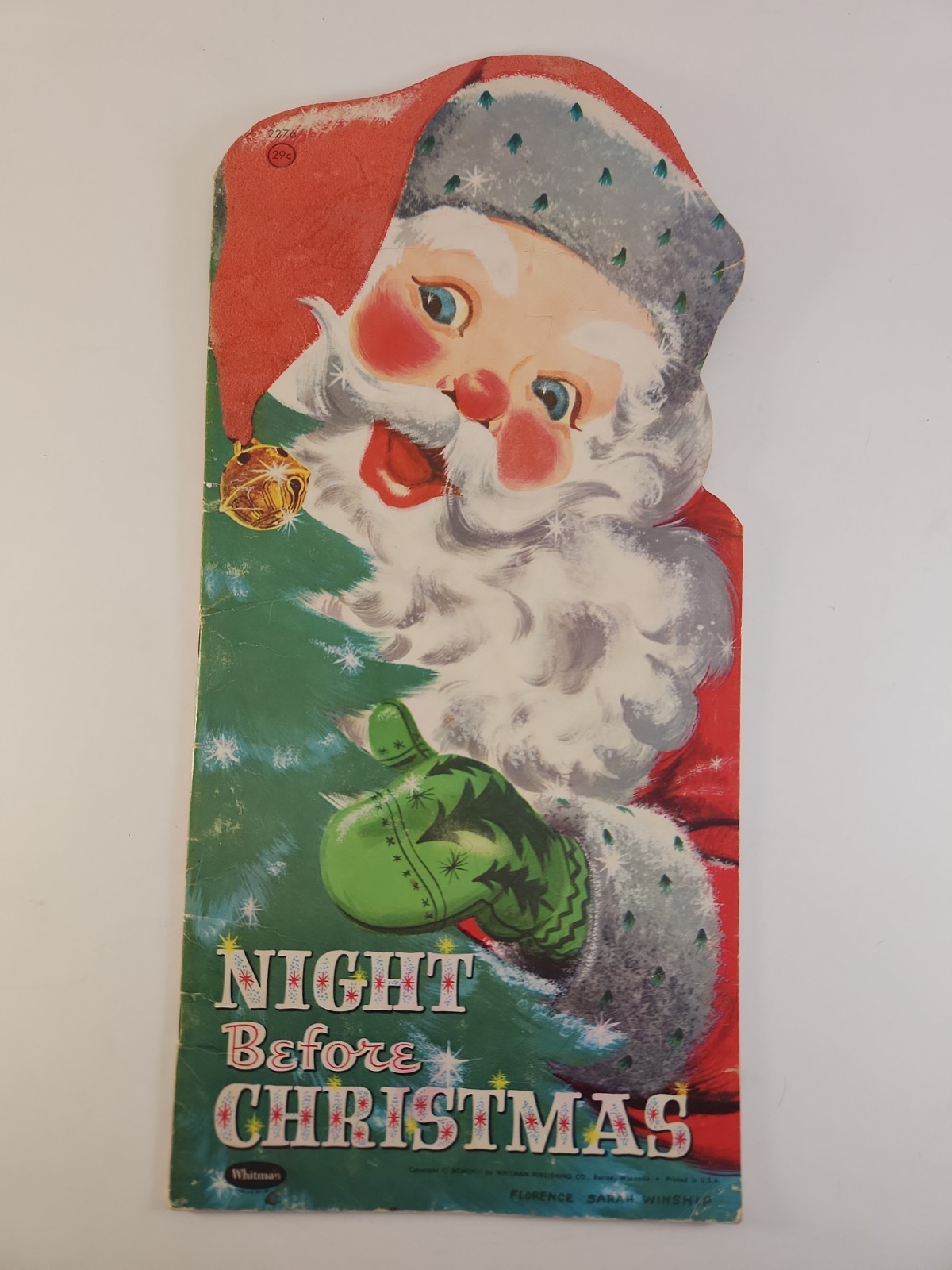 Vintage 1958 Whitman Night Before Christmas Book Florence Sarah Winship Flocked