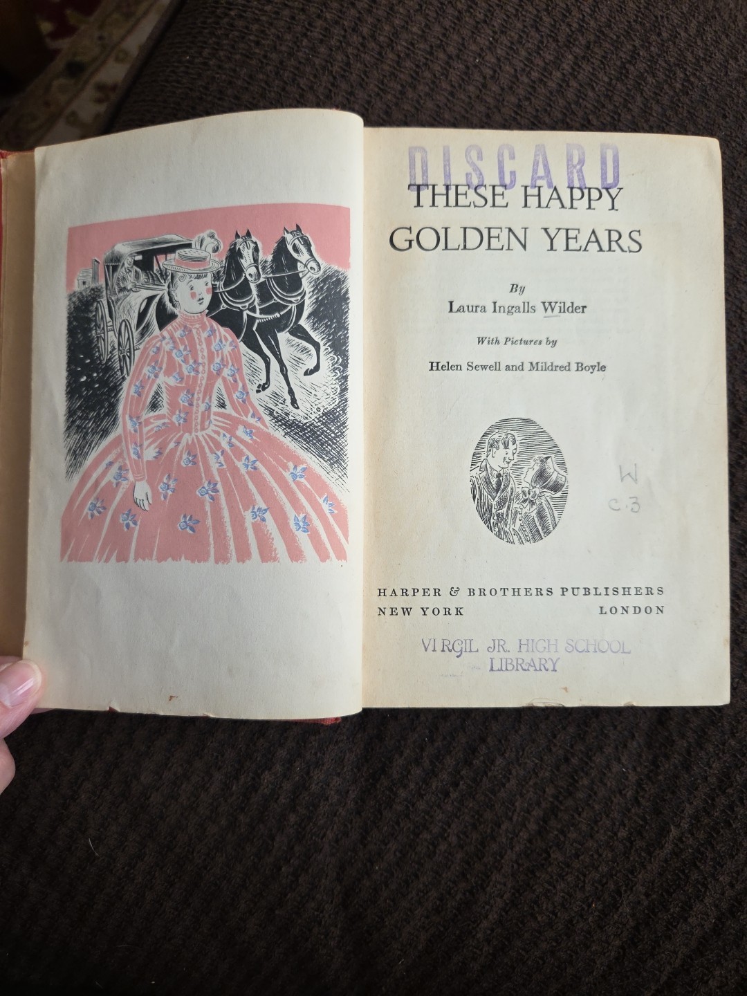 Rare 3 Book Laura Ingalls Wilder HC 1940’s Helen Sewell Illus- 4th, 5th, 7th Eds