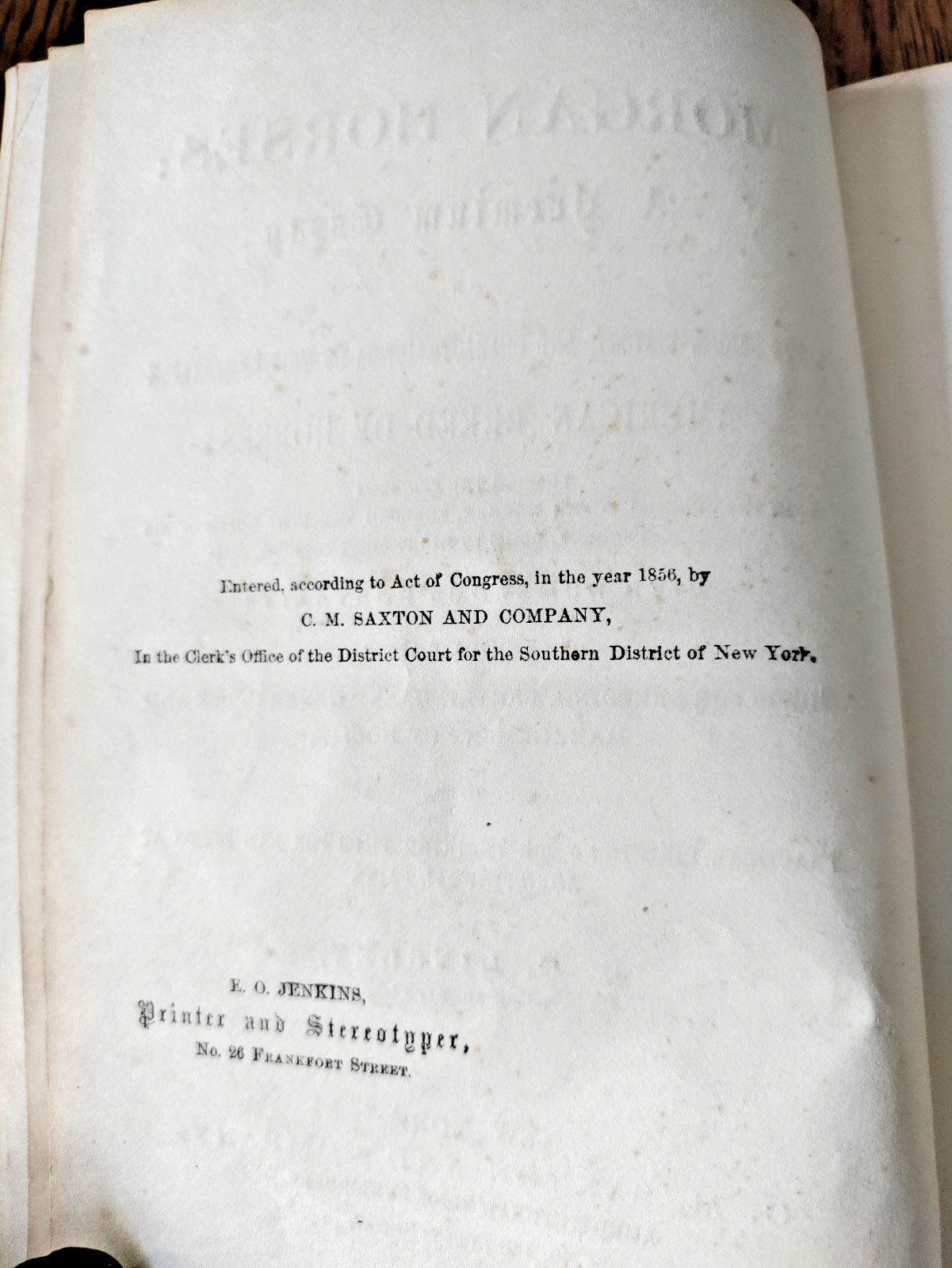 1857 Morgan Horses D.C.Linsley 1st Ed ‚Justin Morgan‘ Vermont Horse History VG