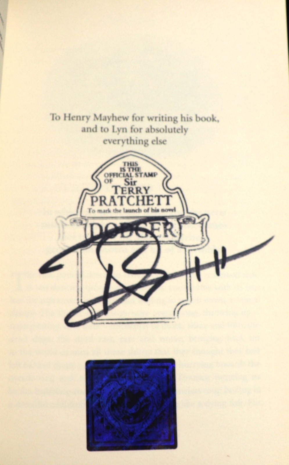 Terry Pratchett / Dodger Signed 1st Edition 2012