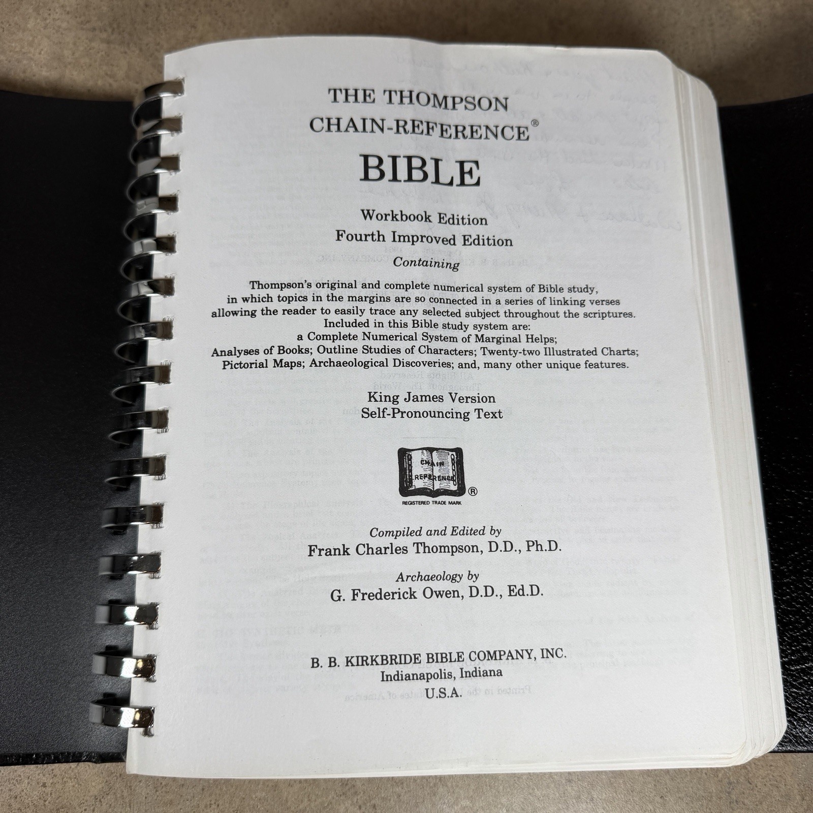 RARE VTG Thompson Chain Reference Bible Tri-Fold Workbook Edition 1964 Kirkbride