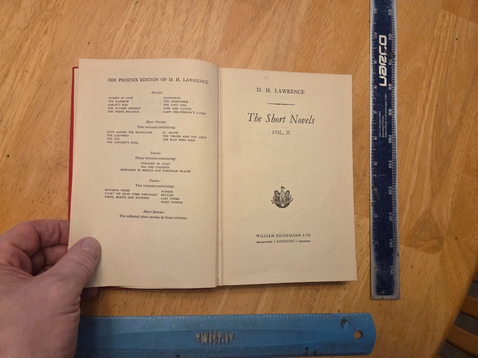 The Short Novels Vol. II by D. H. Lawrence – 1956 Willaim Heinemann Hardcover
