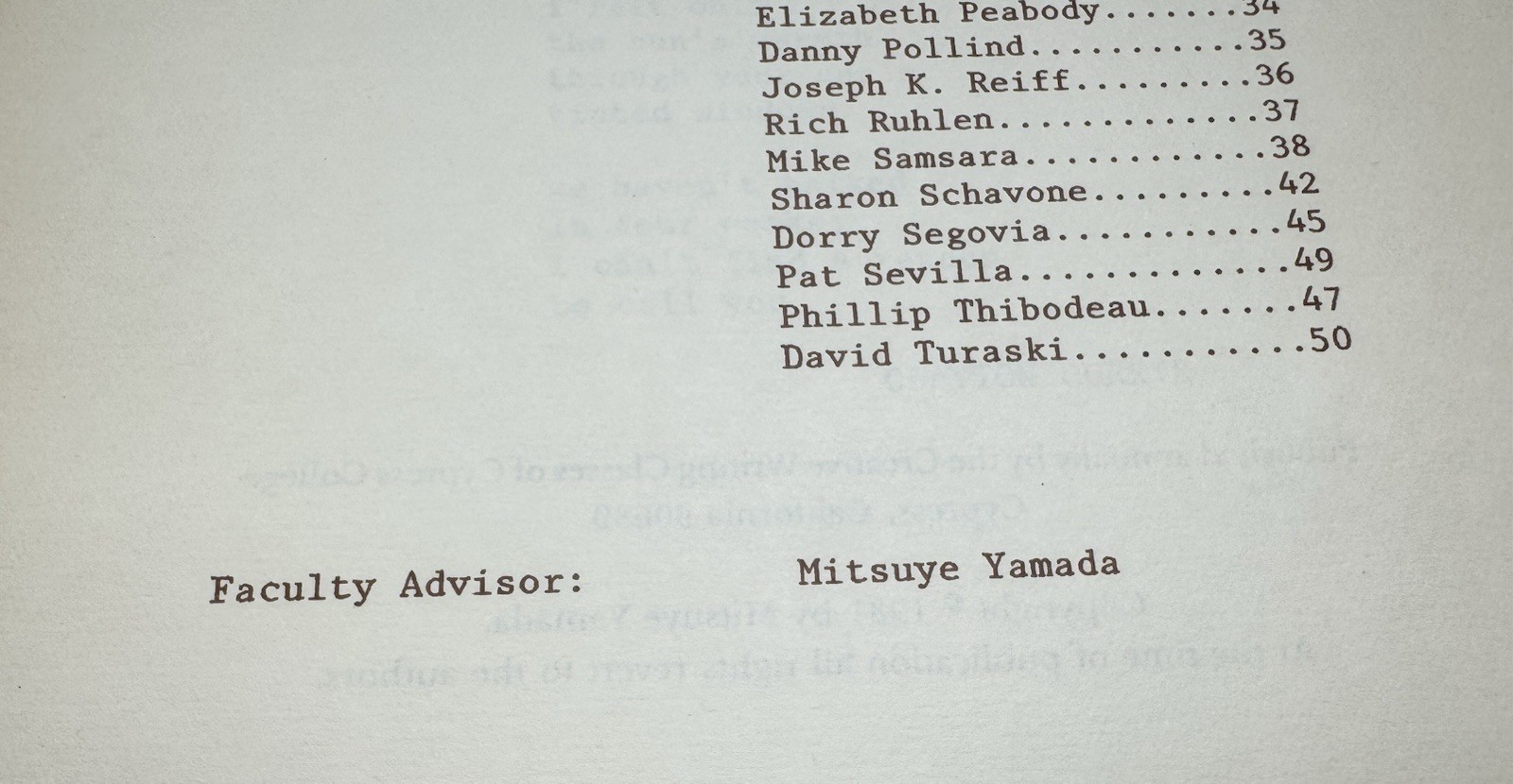Finger Spasms Cypress Creative Writing Magazine Activist Mitsuye Yamada Advisor