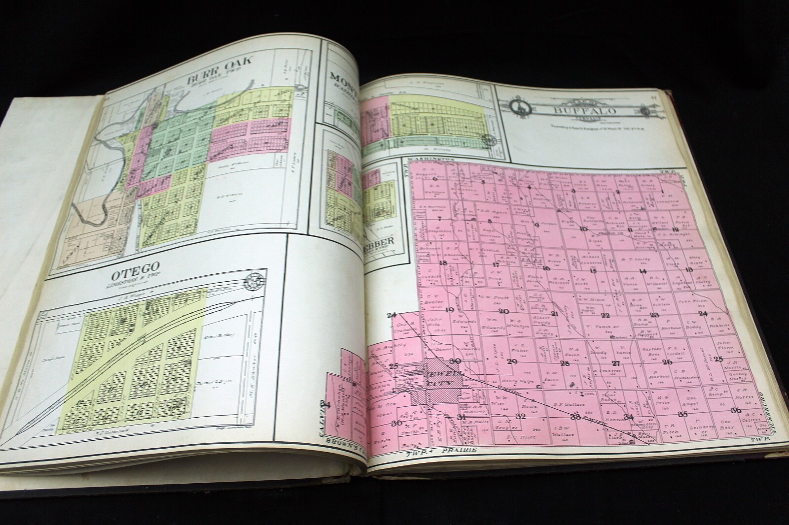 Standard Atlas of Jewell County Kansas 1908 Original Colored Maps RARE