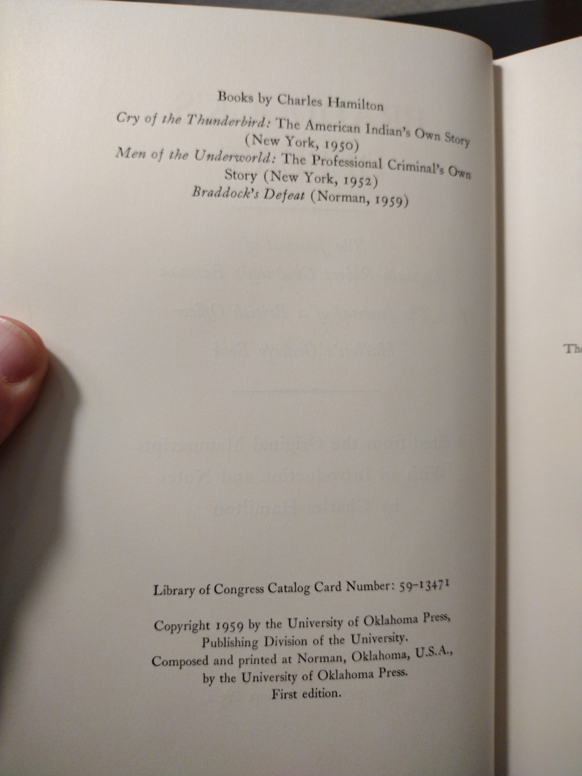 Braddock’s Defeat Edited From Original Manuscripts by Charles Hamilton 1959