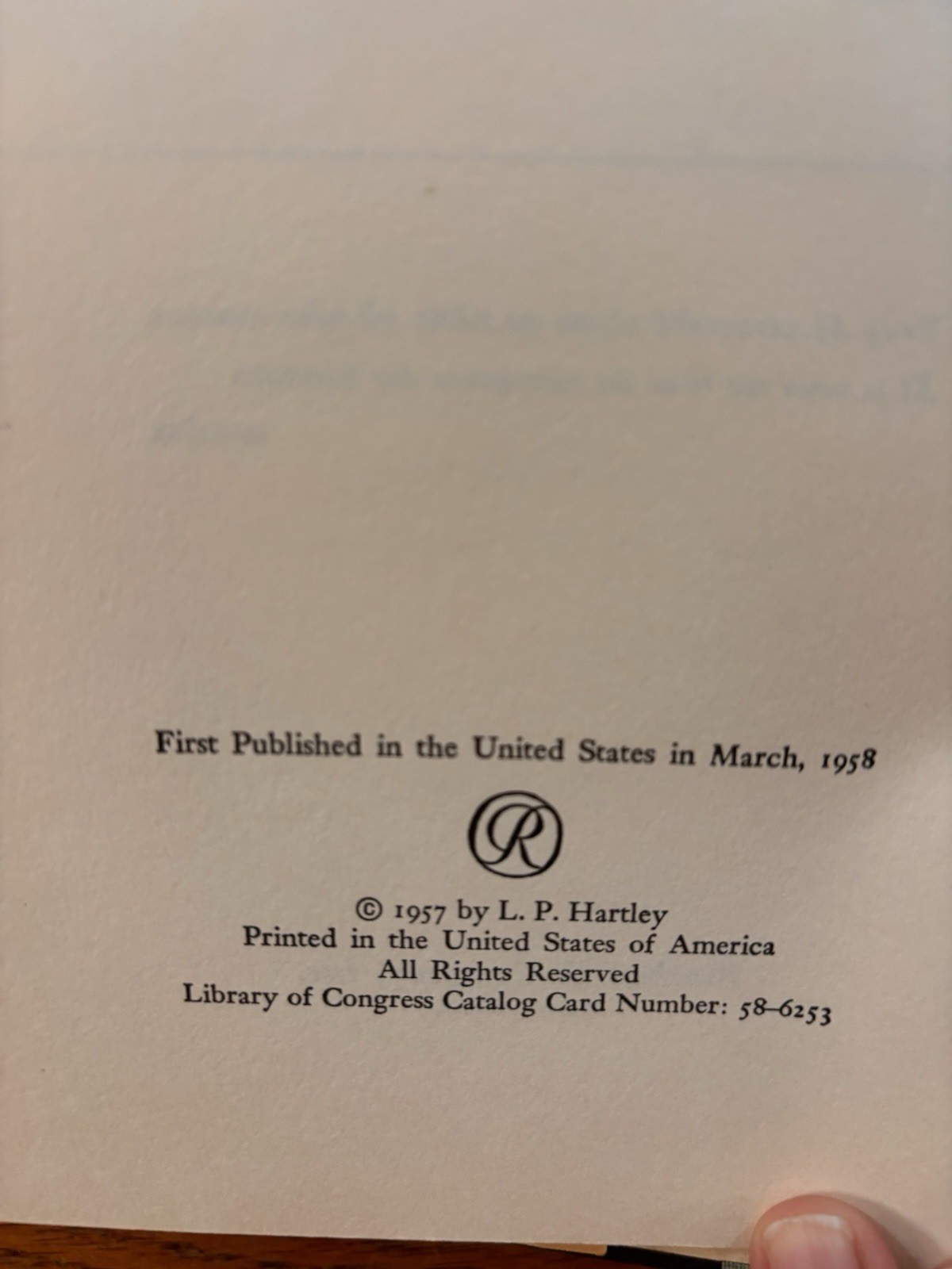 The Hireling – L.P. Hartley – 1958 First US Edition – HC w/DJ – Rinehart