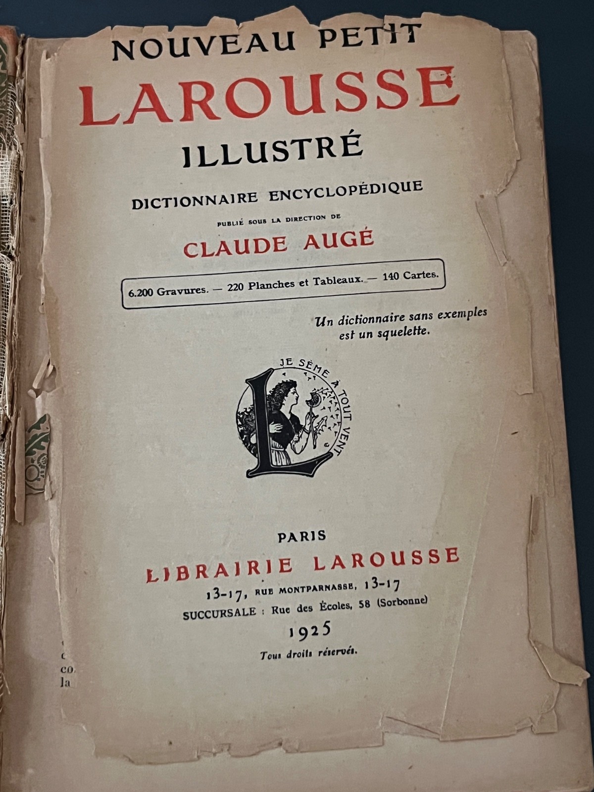 PETIT LAROUSSE ILLUSTRE -1925- Claude Auge- 5,800 engravings – 120 Maps- French