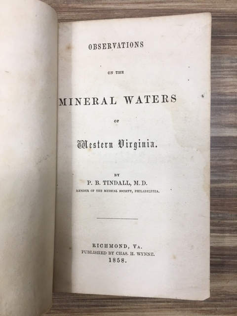 RARE 1858 Observations on the Mineral Waters of Western Virginia, RICHMOND, VA