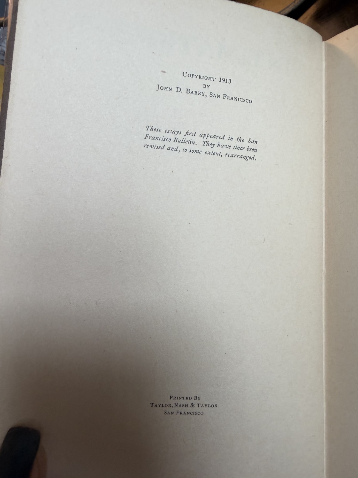 Intimations 1913 John D Barry Paul Elder Taylor Nash Fine Printing Rare Book