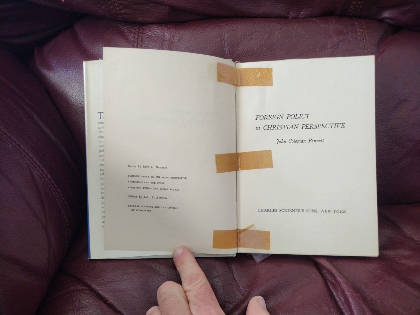 Foreign Policy in Christian Perspective John Coleman Bennett 1966 Scribner’s