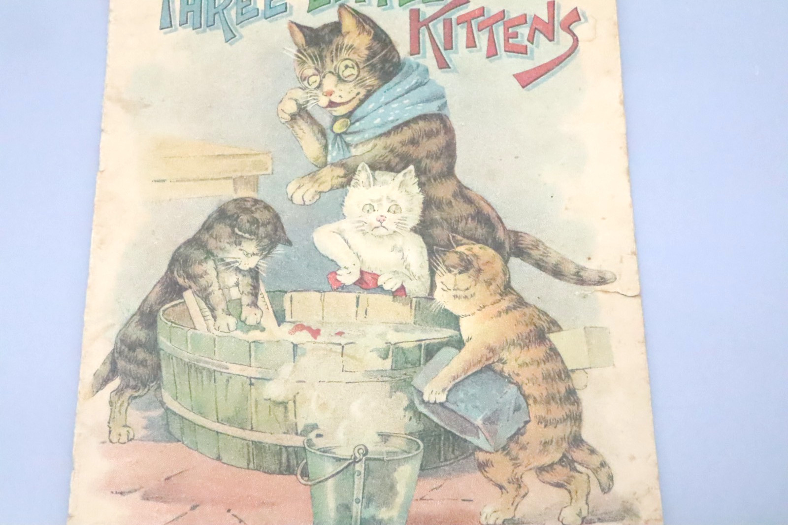 Three Little Kittens Old Antique Childrens Book Cats Victorian Story USA Nursery