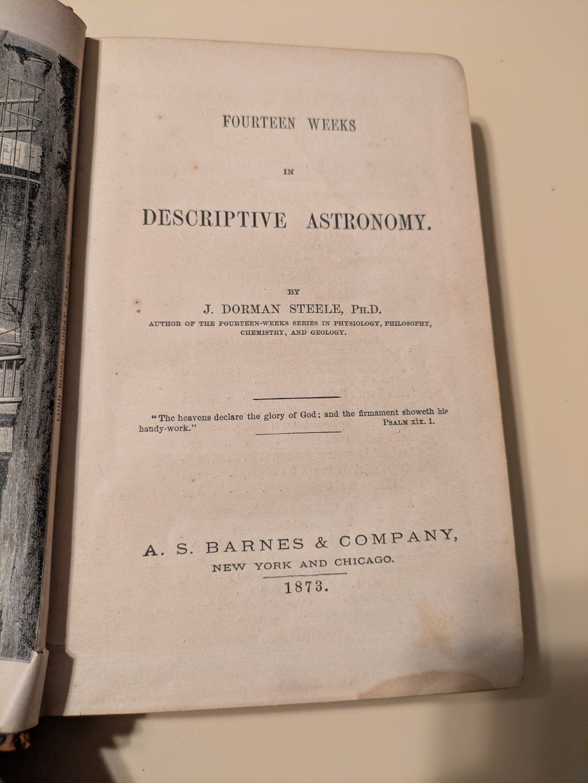 J. Dorman Steele Fourteen Weeks in Descriptive Astronomy 1873 HC Illus