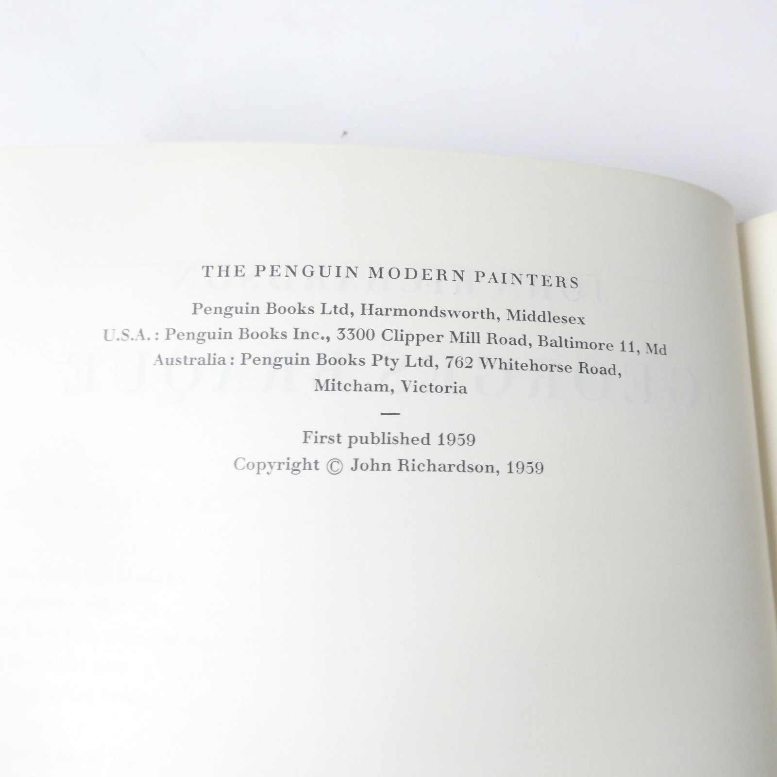 Georges Braque – John Richardson 1959 The Penguin Modern Painters