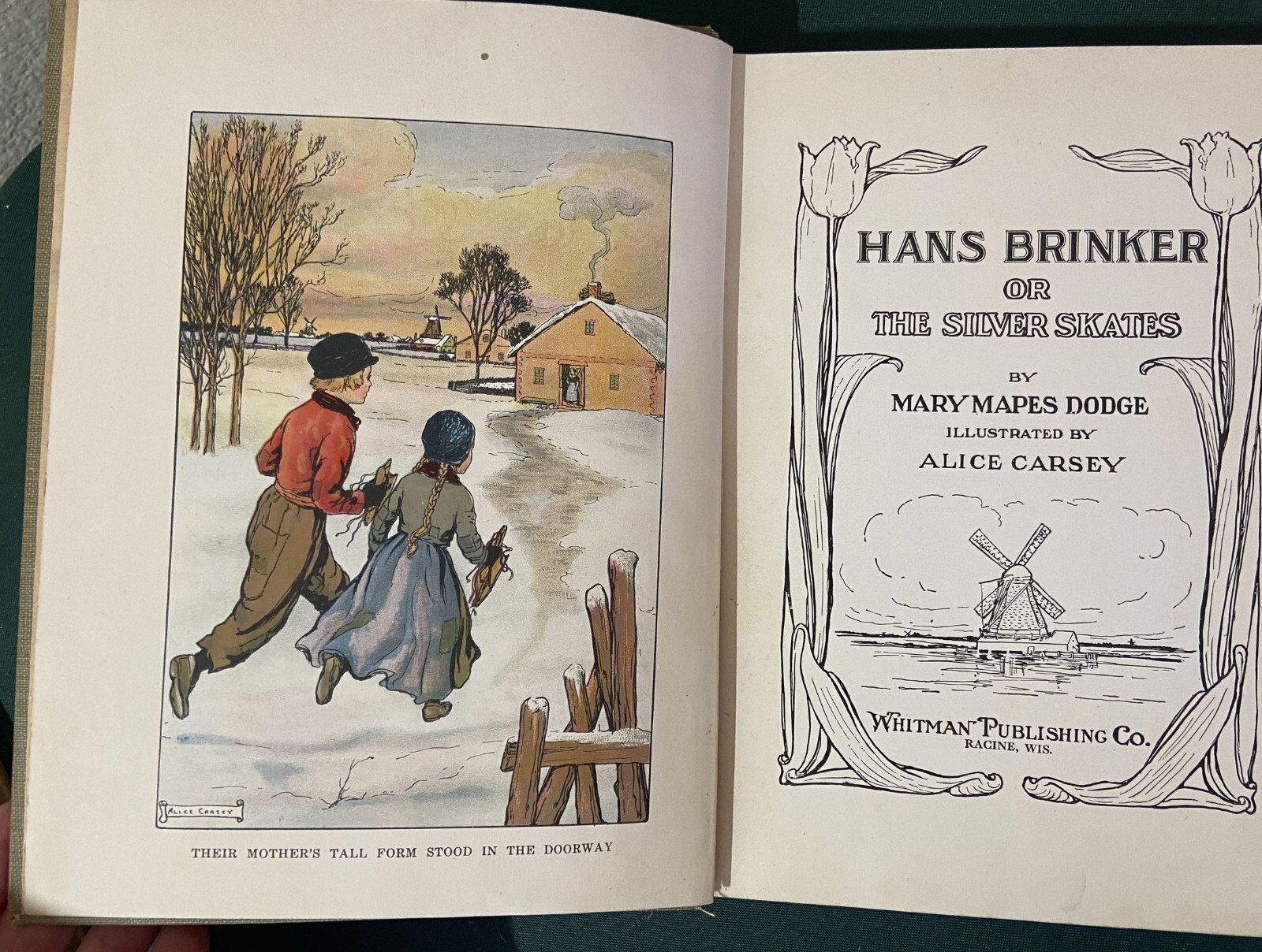 1917 Hans Brinker & The Silver Skates + Whitman Bookmark Mary Mapes Dodge Book