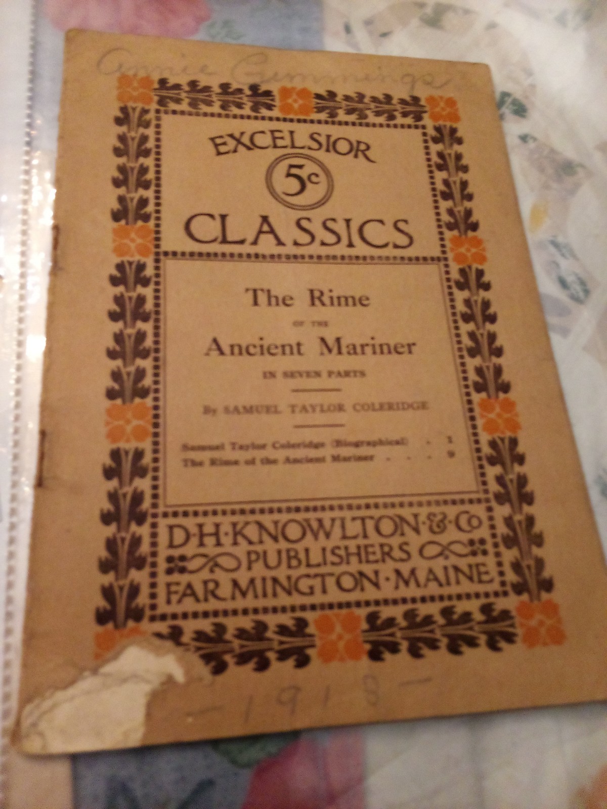 Antique Book Eclectic English Classics Rime Of The Ancient Mariner Coleridge
