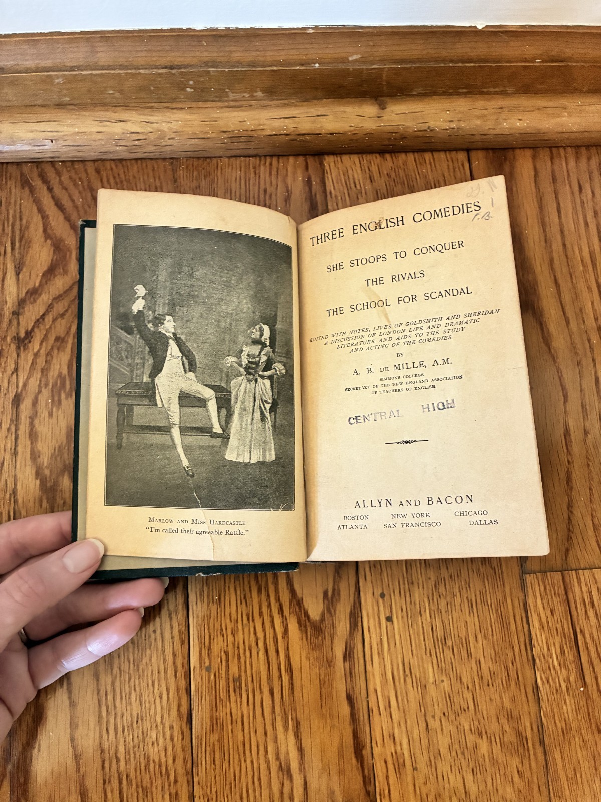 Antique 1924 Academy Classics „Three English Comedies“ HC Book by A.B. De Mille