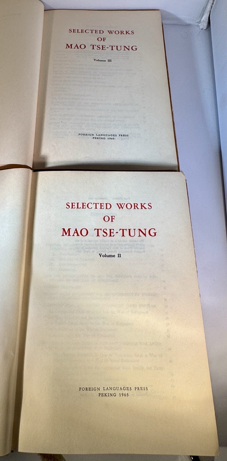 Mao Tse-tung Selected Works Vol II III 1965 First English Ed Hardcover DJ Pair