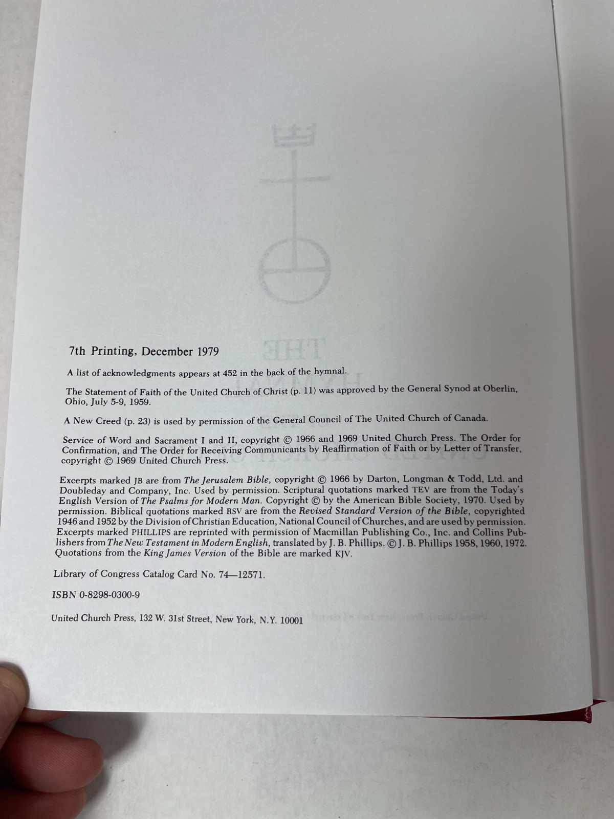 The Hymnal of the United Church of Christ Red Hardcover 1979 United Church Press