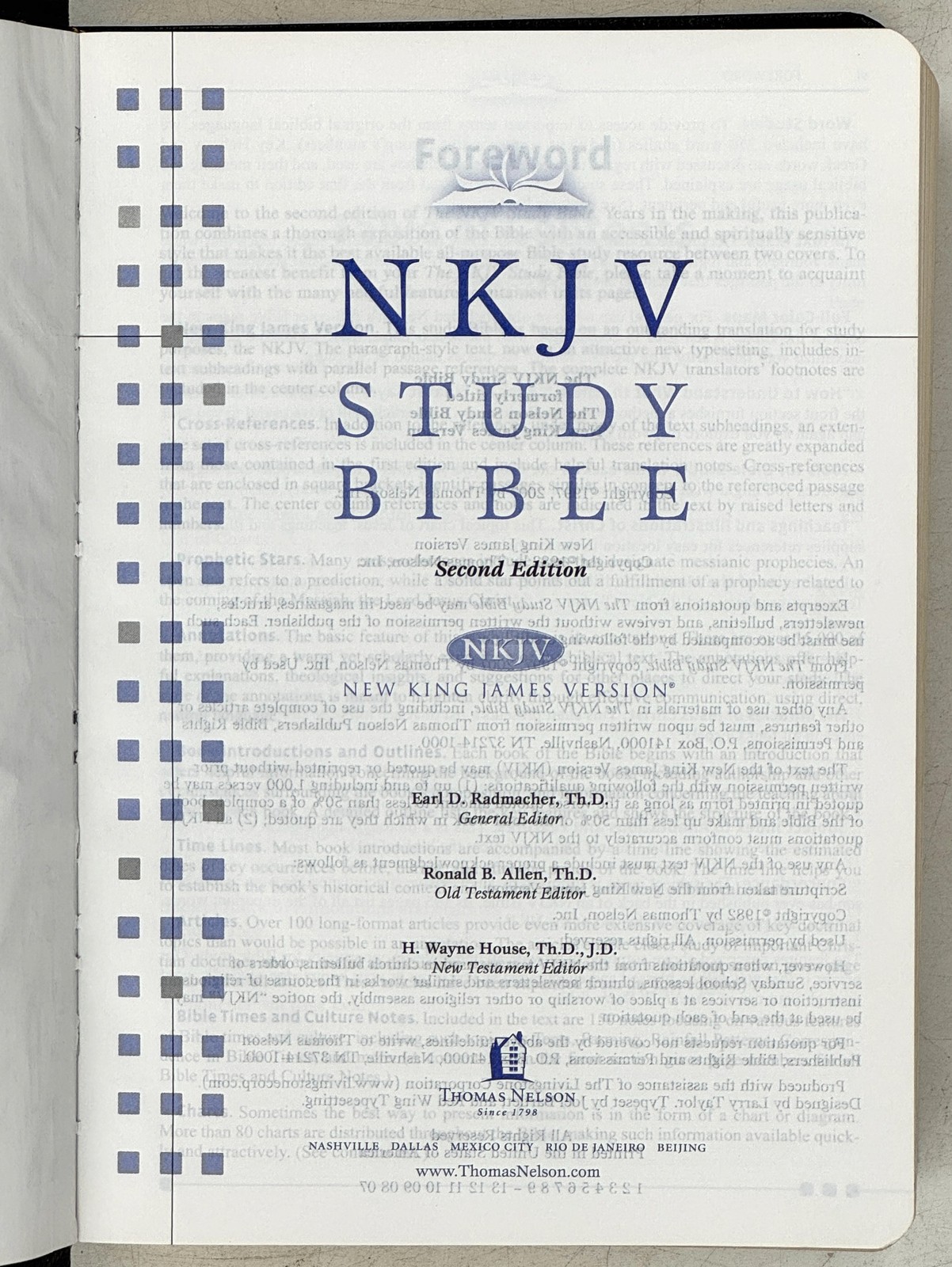 2007 NKJV Study Bible. Black Bonded LEATHER VG