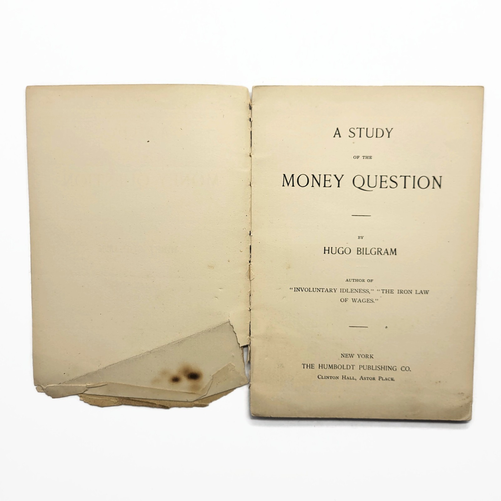 Vintage 1894 A Study of The Money Question Economics History Book Hugo Bilgram