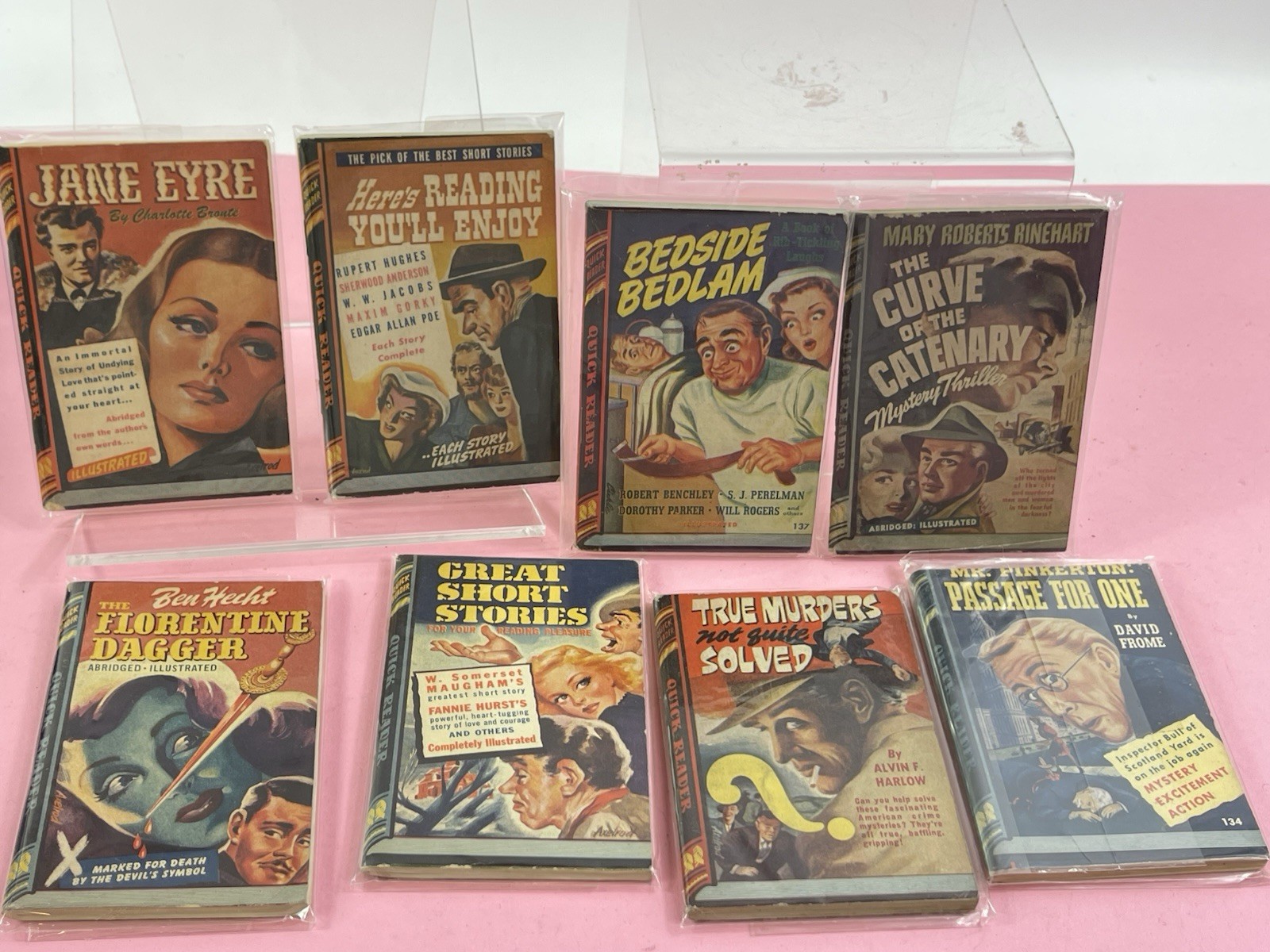 8 Book Lot „Quick Reader“ mini-books 1940’s Very Good Condition