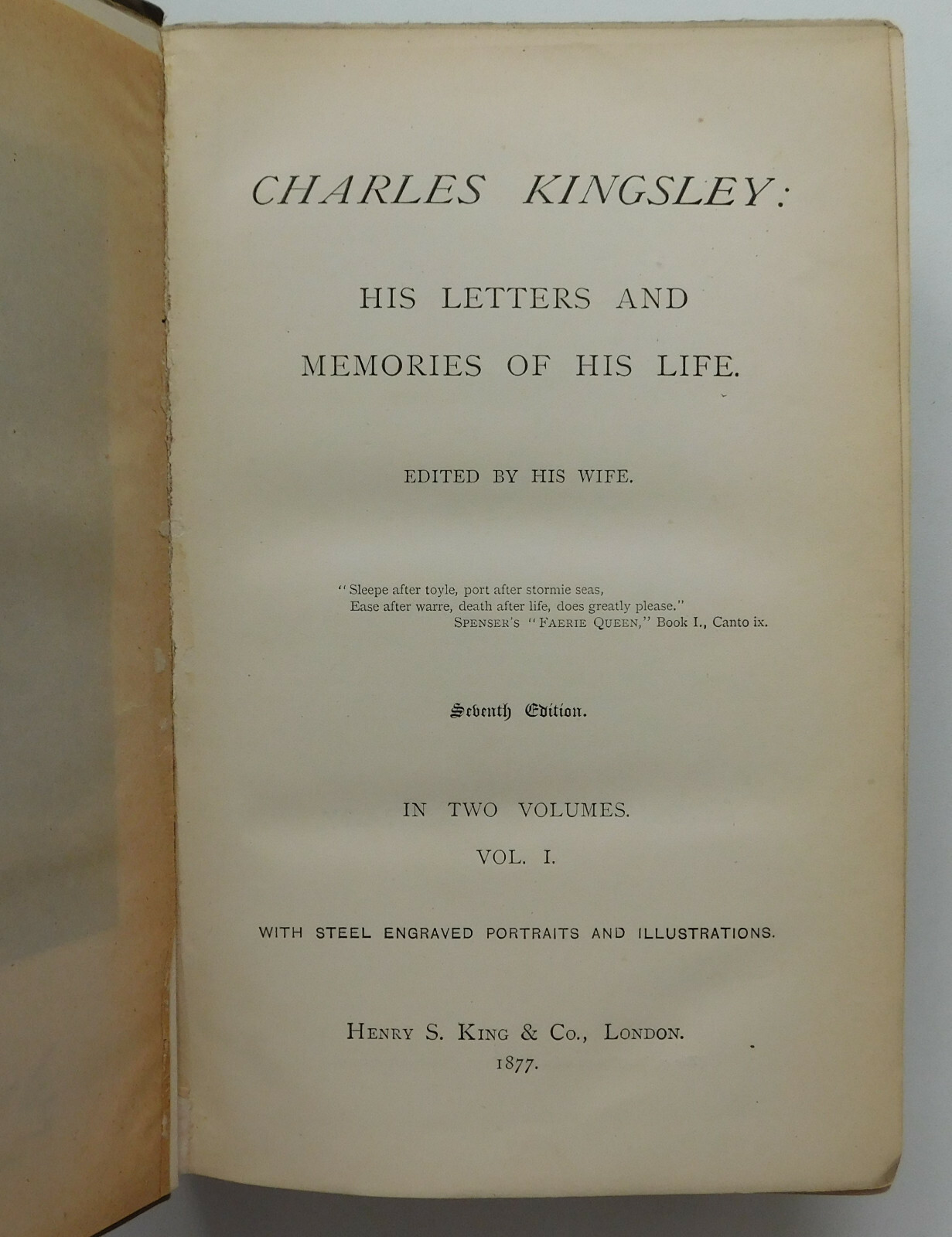 Charles Kingsley His Letters and Memories of his Life Vol 1 1870s book biography